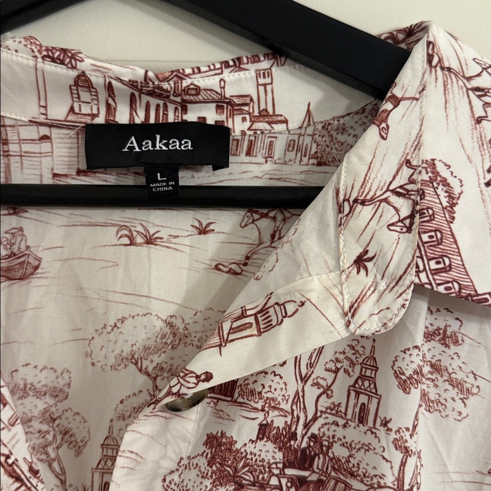 Take Your Word Italian Toile Print Dress SZ L - Picture 3 of 5